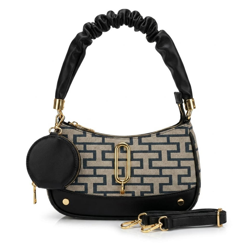 Marc Jacobs Snapshot hobo bag black monogram product shot on white background
