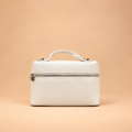 White Textured Leather Vanity Handbag