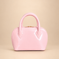 Pastel Pink Glossy Top Handle Handbag with cherry charm