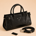 Black Structured Tote Bag with Adjustable Straps