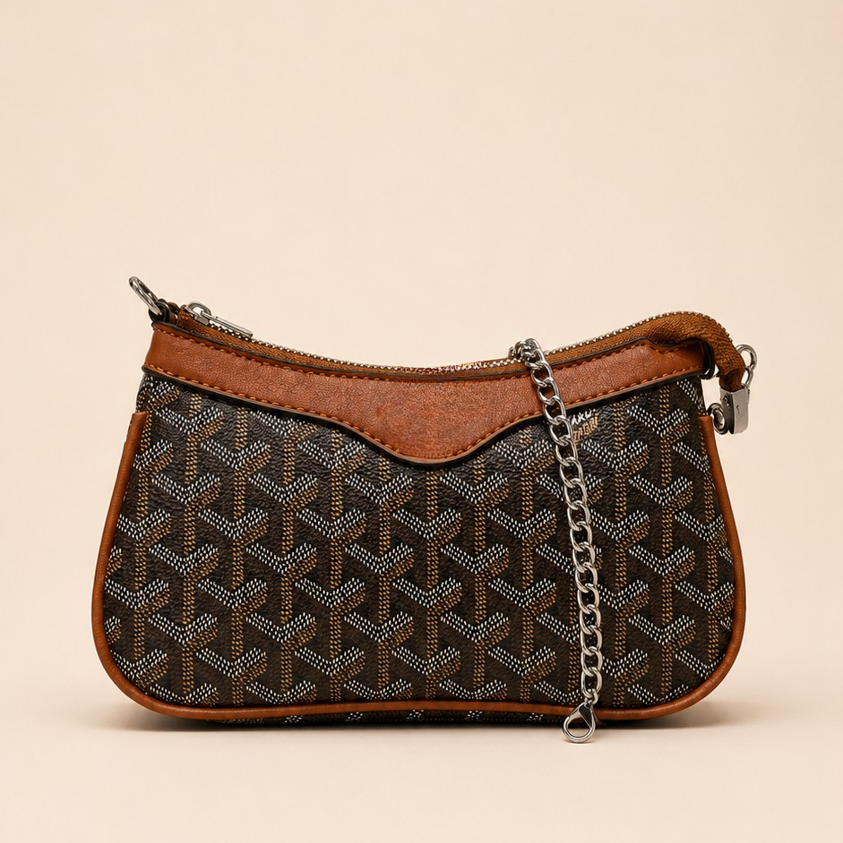 Patterned Chain Detail Shoulder Bag with Luxury Box Packing