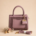 Mauve Structured Tote Bag with Mini Pouch & Adjustable Strap