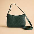 Emerald Green Quilted Shoulder Bag with Adjustable Strap