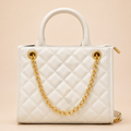Cream Quilted Chain Handle Handbag