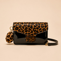 Leopard Print Patent Shoulder Bag