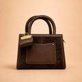 Coffee Brown Structured Hand Bag with Mini Pouch Charm & Adjustable Strap