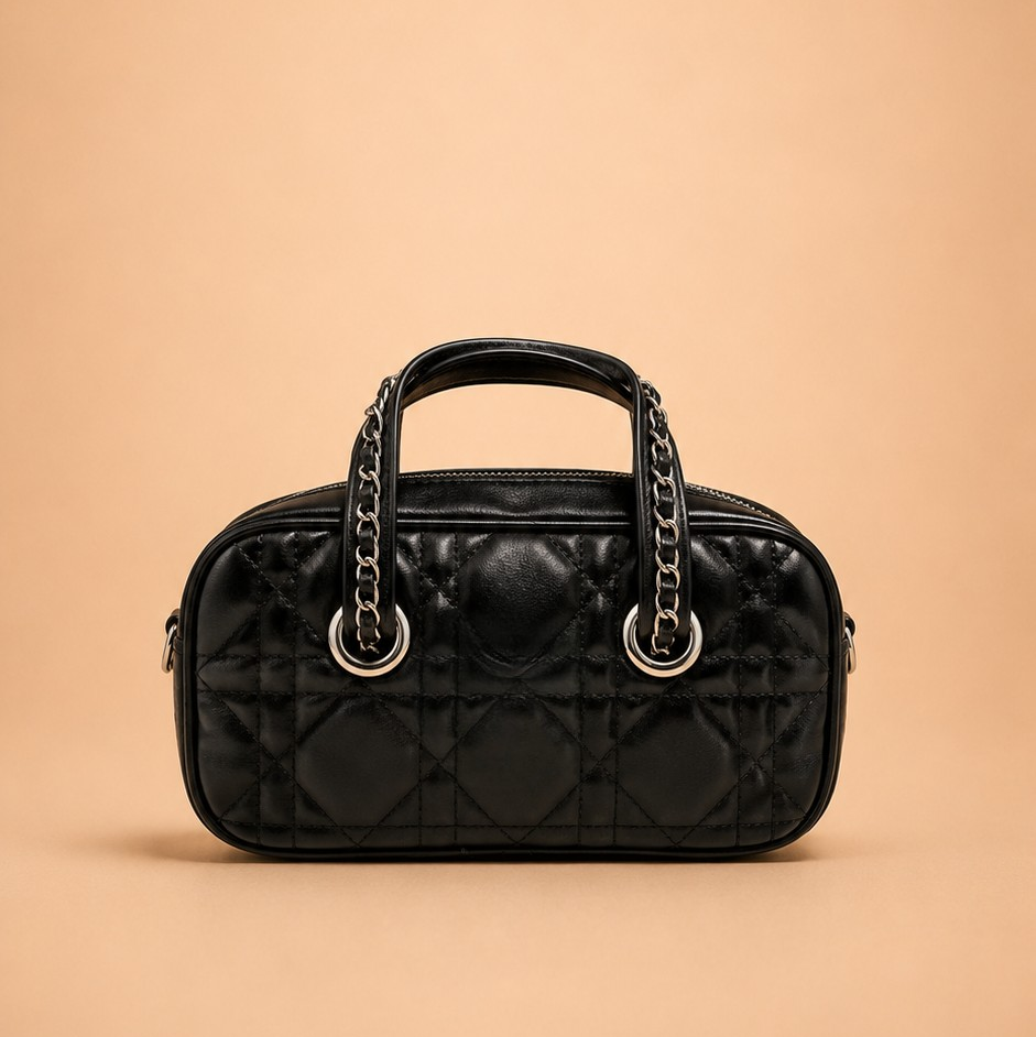 Quilted Chain Handle Handbag