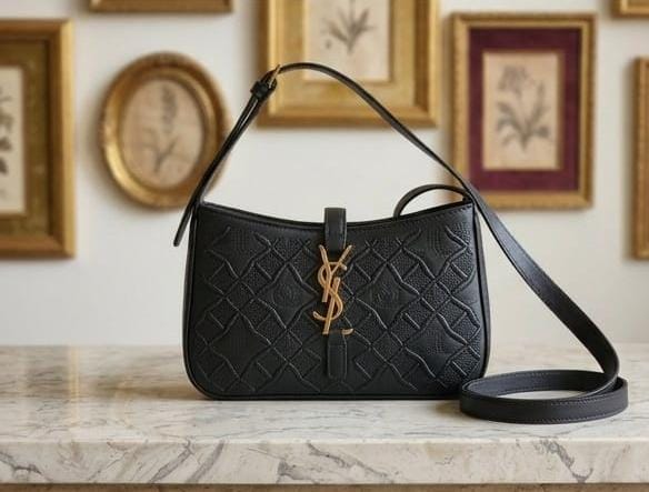 Elegant Black Quilted Shoulder Bag with Crossbody Strap